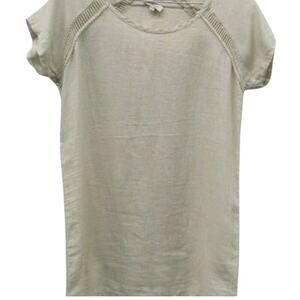 Bellambia Beige Short Sleeve Linen Midi Dress Size Large